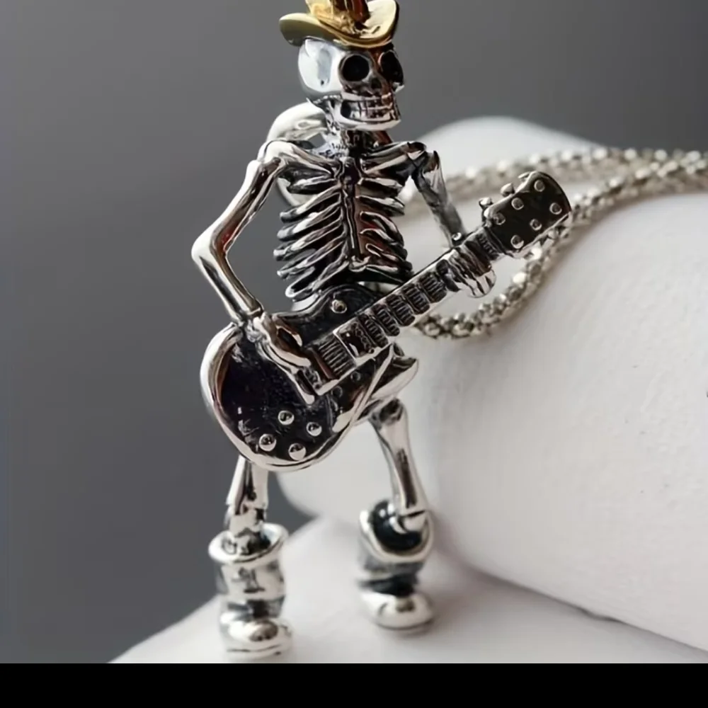 Skeleton Guitarist Pendant Necklace